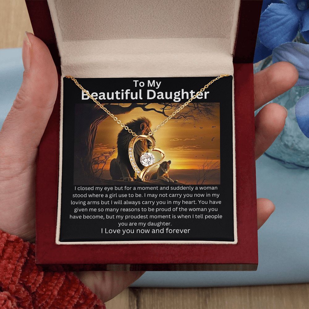 To My Beautiful Daughter - Lion Collection Forever Love Necklace