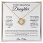To My Daughter Love Knot Necklace