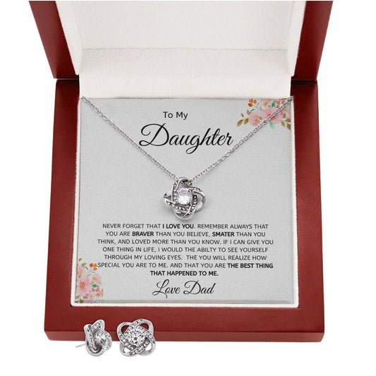 To my Daughter Love Dad Love Knot Necklace