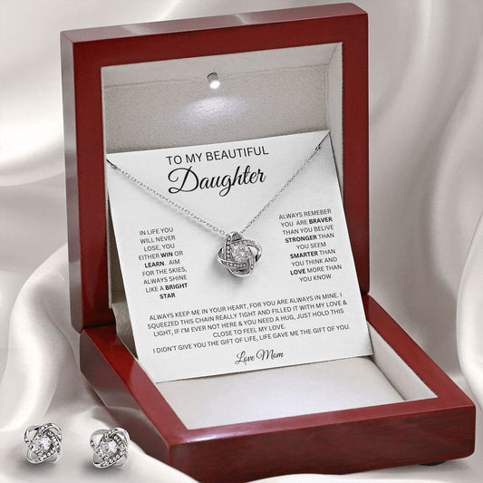 To My Beautiful Daughter Love Knot Necklace