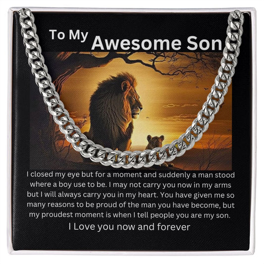 To My Awesome Son - Lion Collection Cuban link
