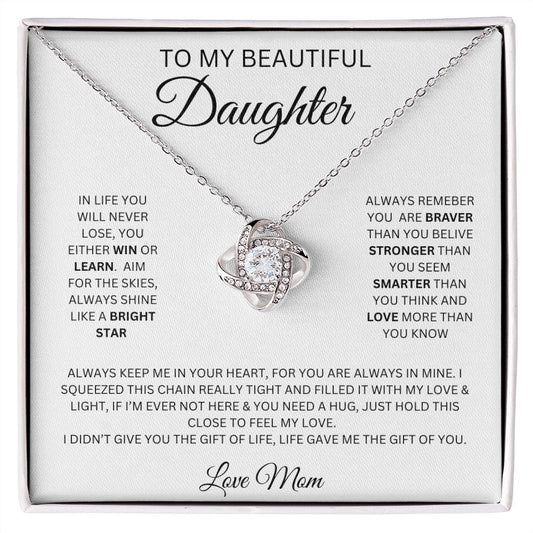 To My Daughter Love Knot Necklace