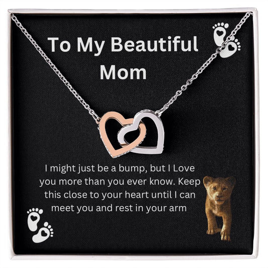To My Beautiful Mom (baby) - Lion Collection Heart Necklace