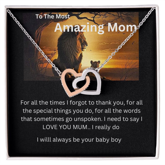 To The most Amazing Mom - Lion collection heart necklace