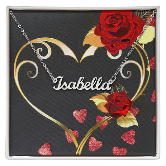 Heart & Roses Name Necklace