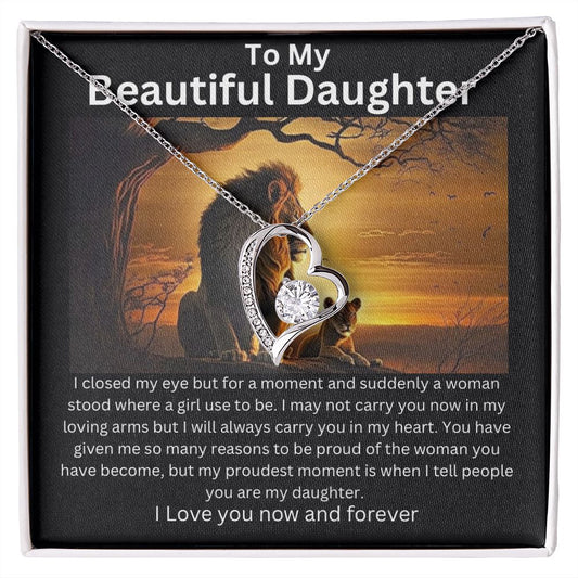 To My Beautiful Daughter - Lion Collection Forever Love Necklace
