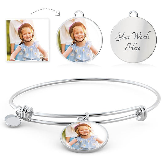 Personalized Circle pendent Bangle